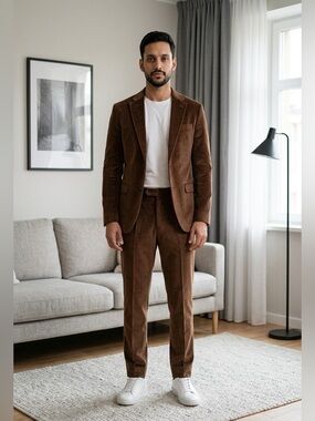 Enzo Mantovani Omega 8390 Mens Size 34 Corduroy Slacks Pants Brown Made in Italy